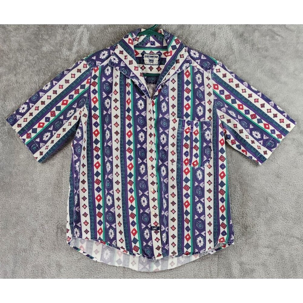 Lee Shirt Womens Extra Large Purple Striped Western Vintage Distressed Button up - Picture 1 of 9